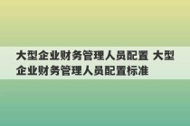 大型企业财务管理人员配置 大型企业财务管理人员配置标准