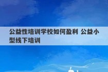 公益性培训学校如何盈利 公益小型线下培训