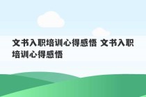 文书入职培训心得感悟 文书入职培训心得感悟