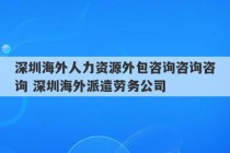 深圳海外人力资源外包咨询咨询咨询 深圳海外派遣劳务公司