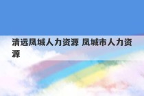 清远凤城人力资源 凤城市人力资源