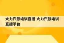 大力汽修培训直播 大力汽修培训直播平台