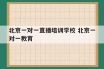 北京一对一直播培训学校 北京一对一教育