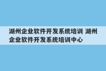 湖州企业软件开发系统培训 湖州企业软件开发系统培训中心