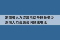 湖南省人力资源电话号码是多少 湖南人力资源咨询热线电话