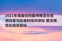 2021年我国住院医师规范化培训内容与标准的培训目标 医生规范化培训目标