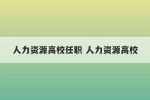 人力资源高校任职 人力资源高校