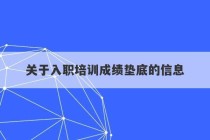 关于入职培训成绩垫底的信息