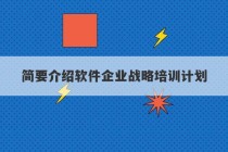 简要介绍软件企业战略培训计划