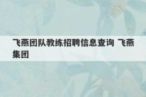 飞燕团队教练招聘信息查询 飞燕集团