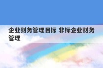 企业财务管理目标 非标企业财务管理