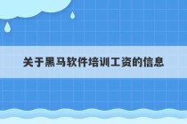 关于黑马软件培训工资的信息