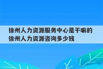 徐州人力资源服务中心是干嘛的 徐州人力资源咨询多少钱