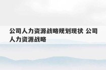 公司人力资源战略规划现状 公司人力资源战略