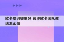 欧卡培训哪里好 长沙欧卡团队教练怎么做