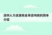 深圳人力资源局业务咨询岗的简单介绍