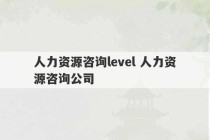 人力资源咨询level 人力资源咨询公司