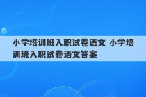 小学培训班入职试卷语文 小学培训班入职试卷语文答案