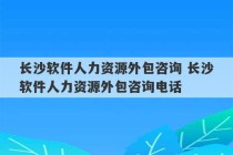 长沙软件人力资源外包咨询 长沙软件人力资源外包咨询电话