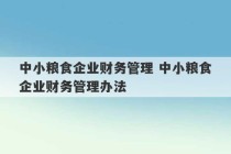 中小粮食企业财务管理 中小粮食企业财务管理办法