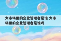 大市场里的企业管理者是谁 大市场里的企业管理者是谁呀