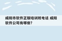 咸阳市软件正版培训班电话 咸阳软件公司有哪些?