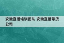 安徽直播培训团队 安徽直播带货公司