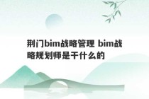 荆门bim战略管理 bim战略规划师是干什么的