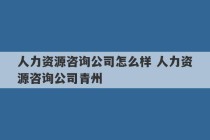 人力资源咨询公司怎么样 人力资源咨询公司青州