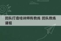 团队打造培训师陈教练 团队教练课程