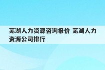 芜湖人力资源咨询报价 芜湖人力资源公司排行