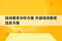 培训需求分析方案 外部培训需求信息方案