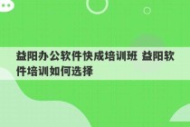 益阳办公软件快成培训班 益阳软件培训如何选择