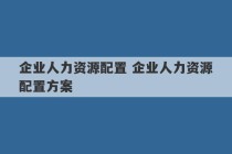 企业人力资源配置 企业人力资源配置方案