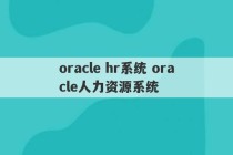 oracle hr系统 oracle人力资源系统