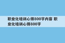 职业化培训心得800字内容 职业化培训心得800字