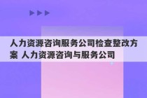 人力资源咨询服务公司检查整改方案 人力资源咨询与服务公司