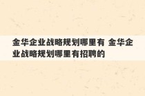 金华企业战略规划哪里有 金华企业战略规划哪里有招聘的