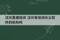 汉川直播培训 汉川有培训办公软件的机构吗