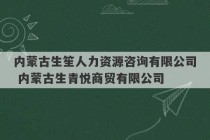 内蒙古生笙人力资源咨询有限公司 内蒙古生青悦商贸有限公司