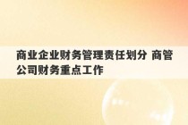 商业企业财务管理责任划分 商管公司财务重点工作