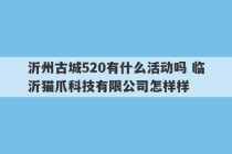 沂州古城520有什么活动吗 临沂猫爪科技有限公司怎样样