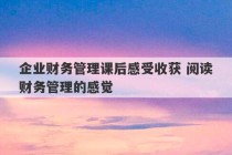 企业财务管理课后感受收获 阅读财务管理的感觉