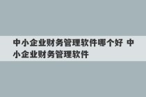 中小企业财务管理软件哪个好 中小企业财务管理软件