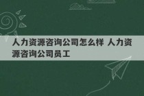 人力资源咨询公司怎么样 人力资源咨询公司员工