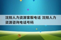 沈阳人力资源客服电话 沈阳人力资源咨询电话号码