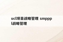 ucl项目战略管理 smpppl战略管理