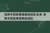 汤阴中武跆拳道教练团队名单 汤阴中武跆拳道教练团队