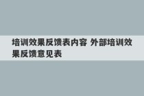 培训效果反馈表内容 外部培训效果反馈意见表