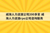 威海人力资源公司200多家 威海人力资源rpo公司咨询服务